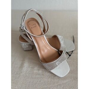 A New Day shannon Rhinestone Block Heel Sandals 10 Silver Square Toe Wedding